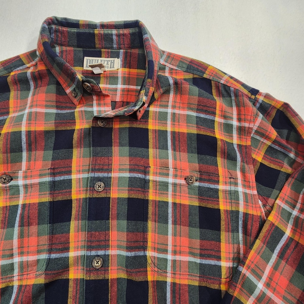 Duluth Trading Co Mens XL Plaid Flannel Shirt Long Sleeve Workwear Button Up - Picture 2 of 9